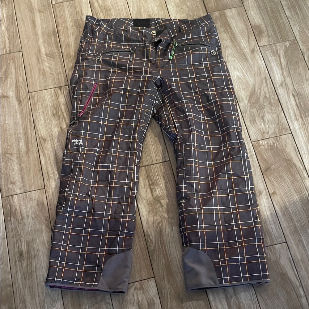 Chlorophylle Women's Ski Pants - Black and Orange Plaid